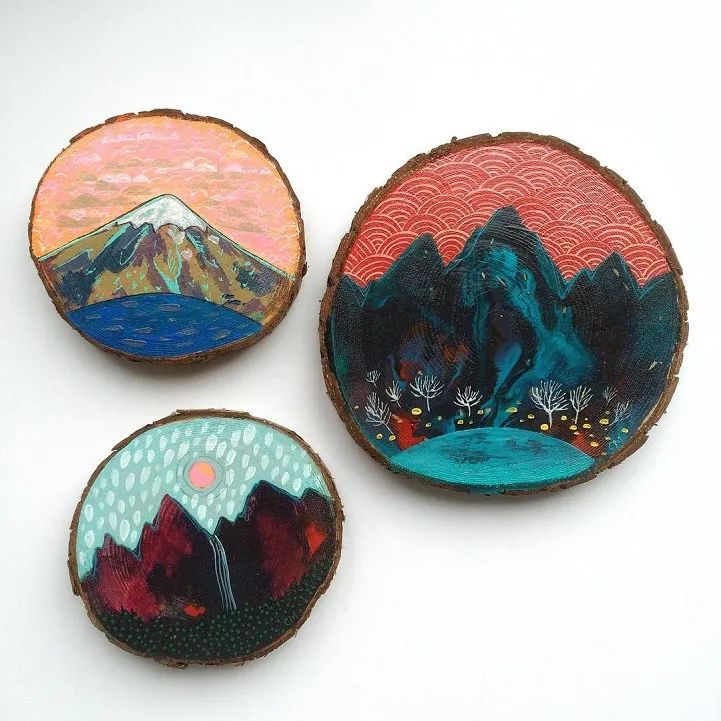 绘画风景中的山水,石头上画风景画简单