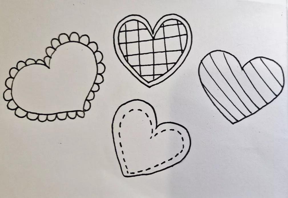 用素描纸做少女心手工画,画个又好看又美丽的爱心
