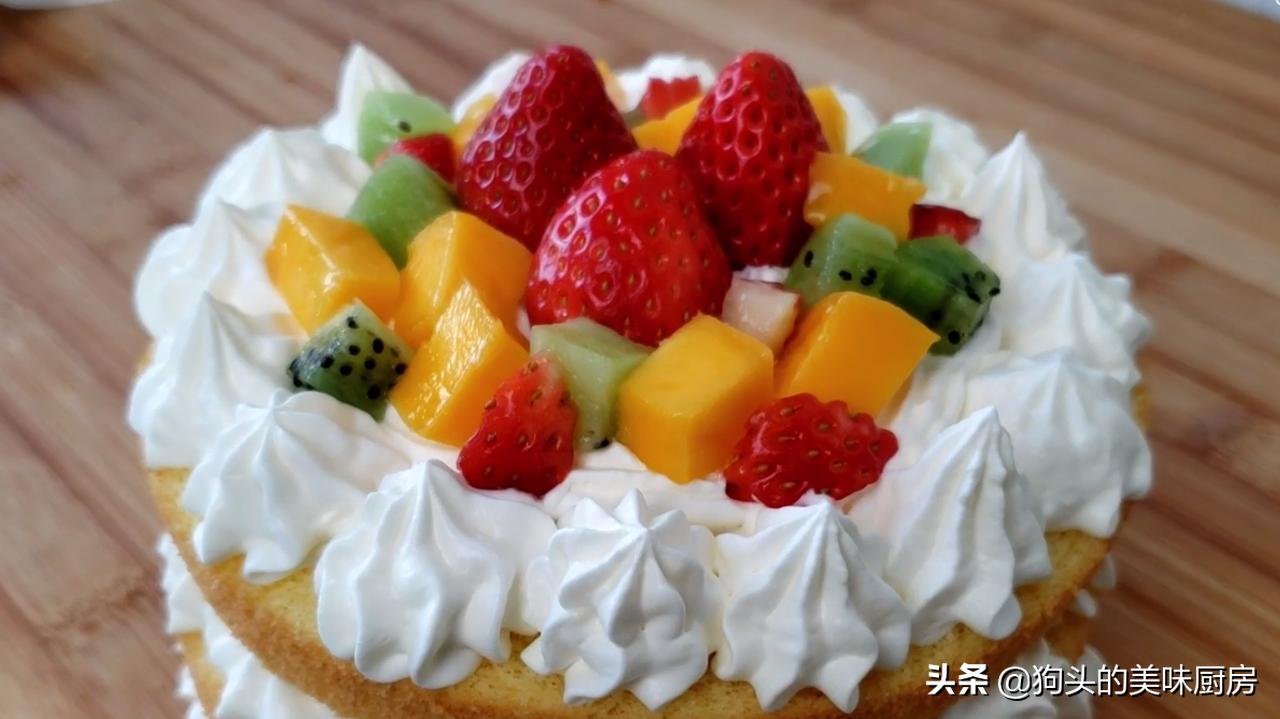 在家做不用打蛋器全手工生日蛋糕,做生日蛋糕不用火不用电不用鸡蛋