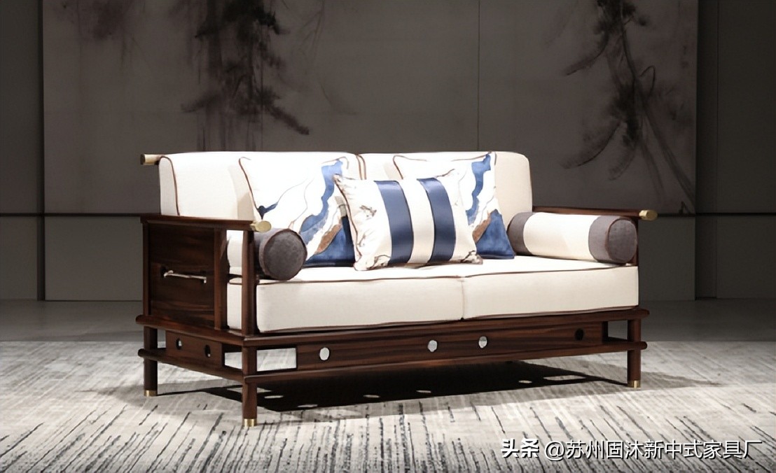 江苏简约新中式实木沙发,实木沙发小户型中式家具