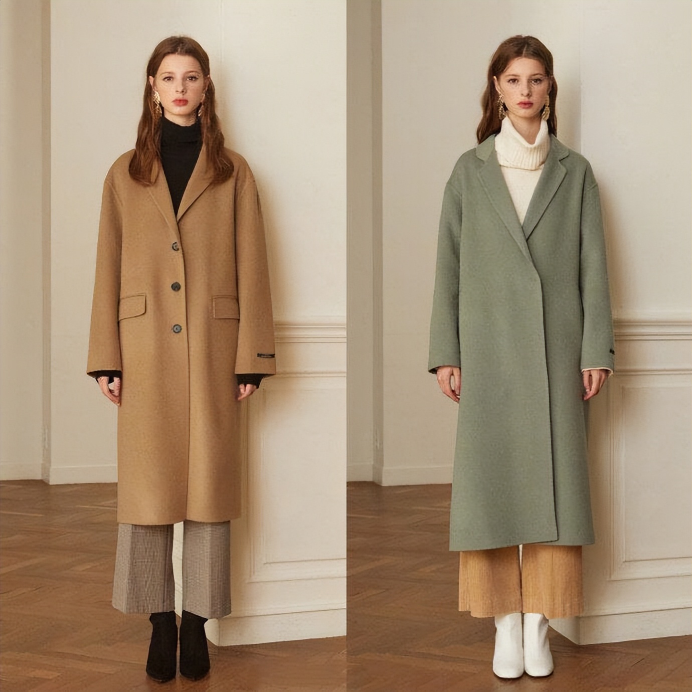 端庄优雅气质羊毛大衣长款米白色,什么颜色的大衣不过时还显白