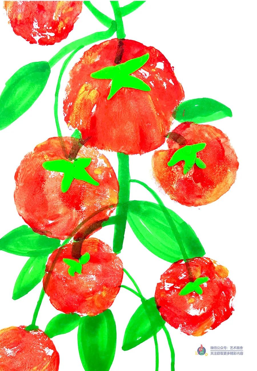 儿童拓印画简单又漂亮创意画,拓印石榴画法儿童画