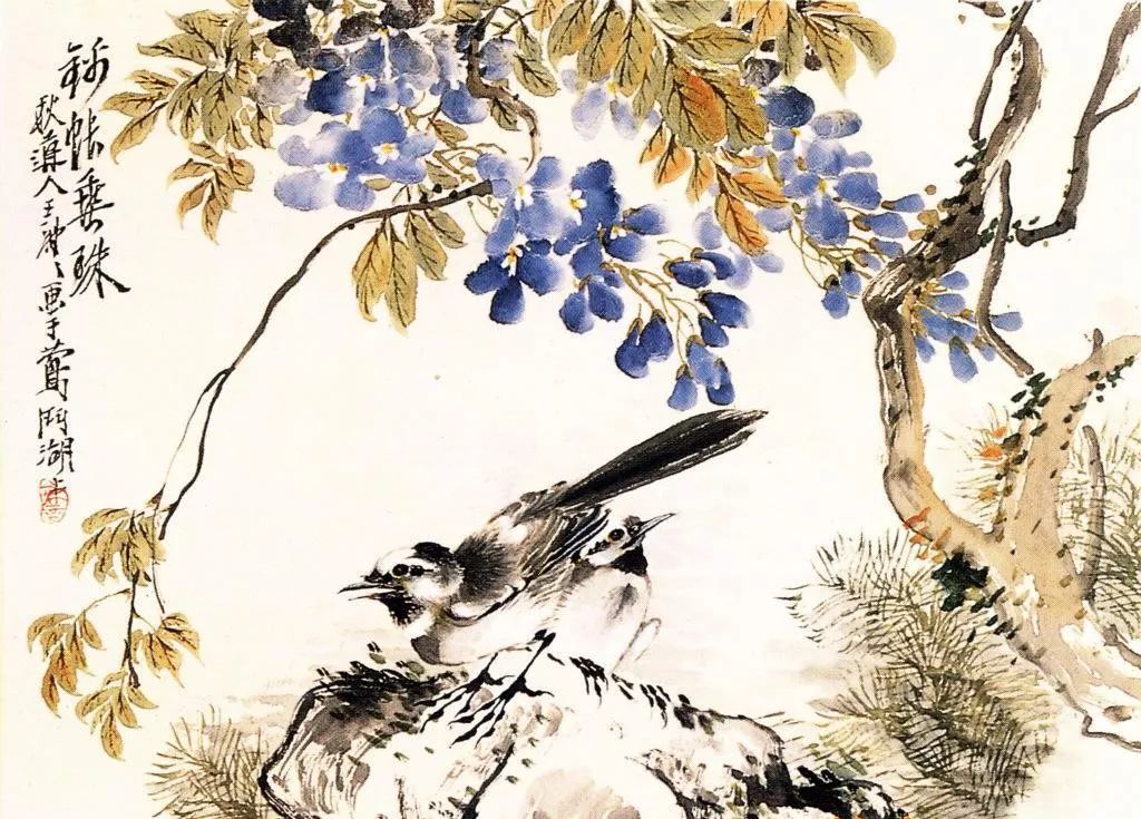 看吴昌硕画菊似乎感觉到秋风,王礼的国画作品欣赏