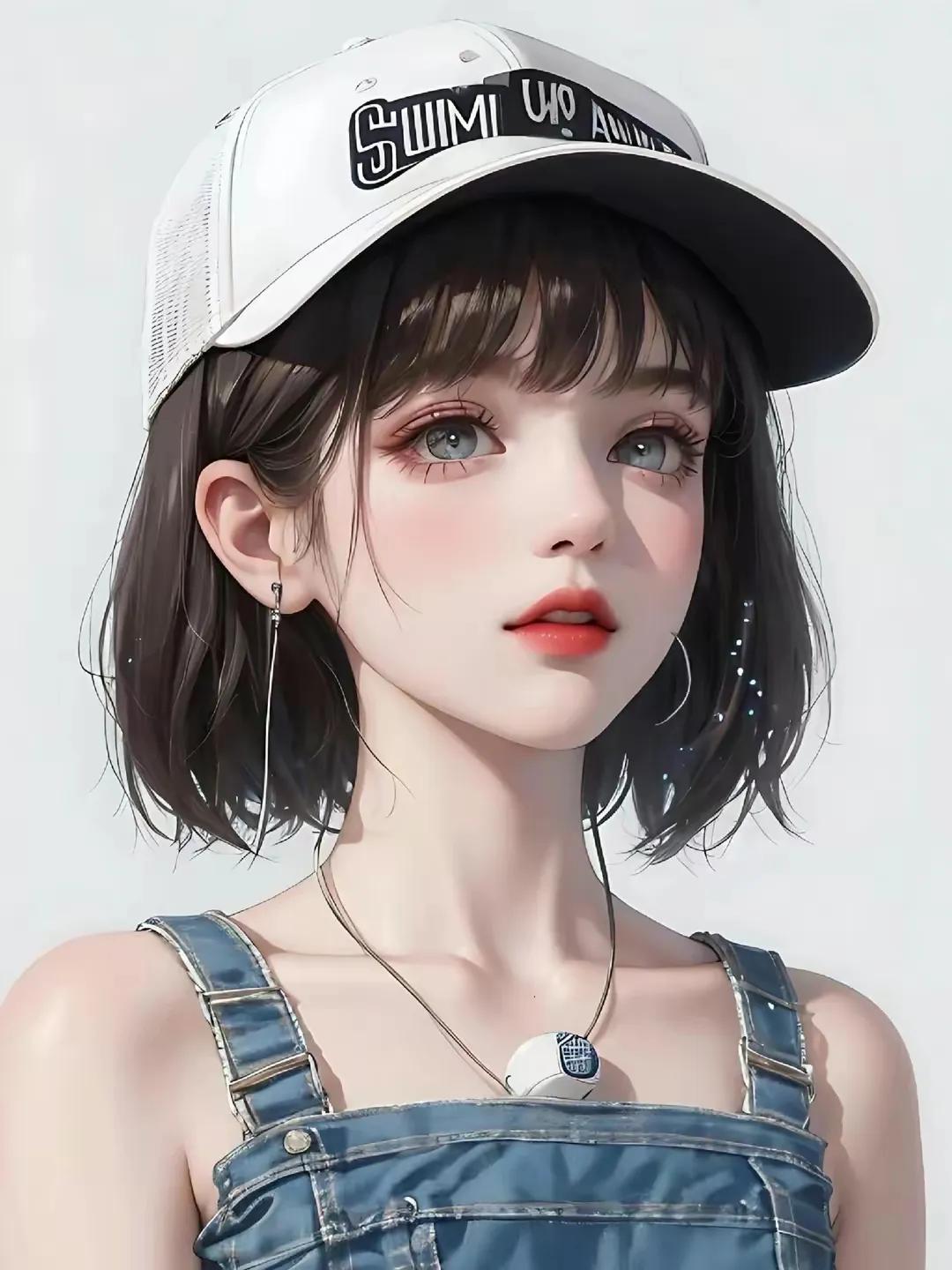 女生卡通头像简约气质短发,短发女人专用微信头像卡通