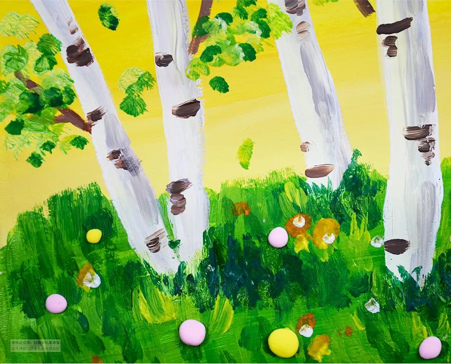 好看的森林儿童水粉画,水粉画教程儿童风景