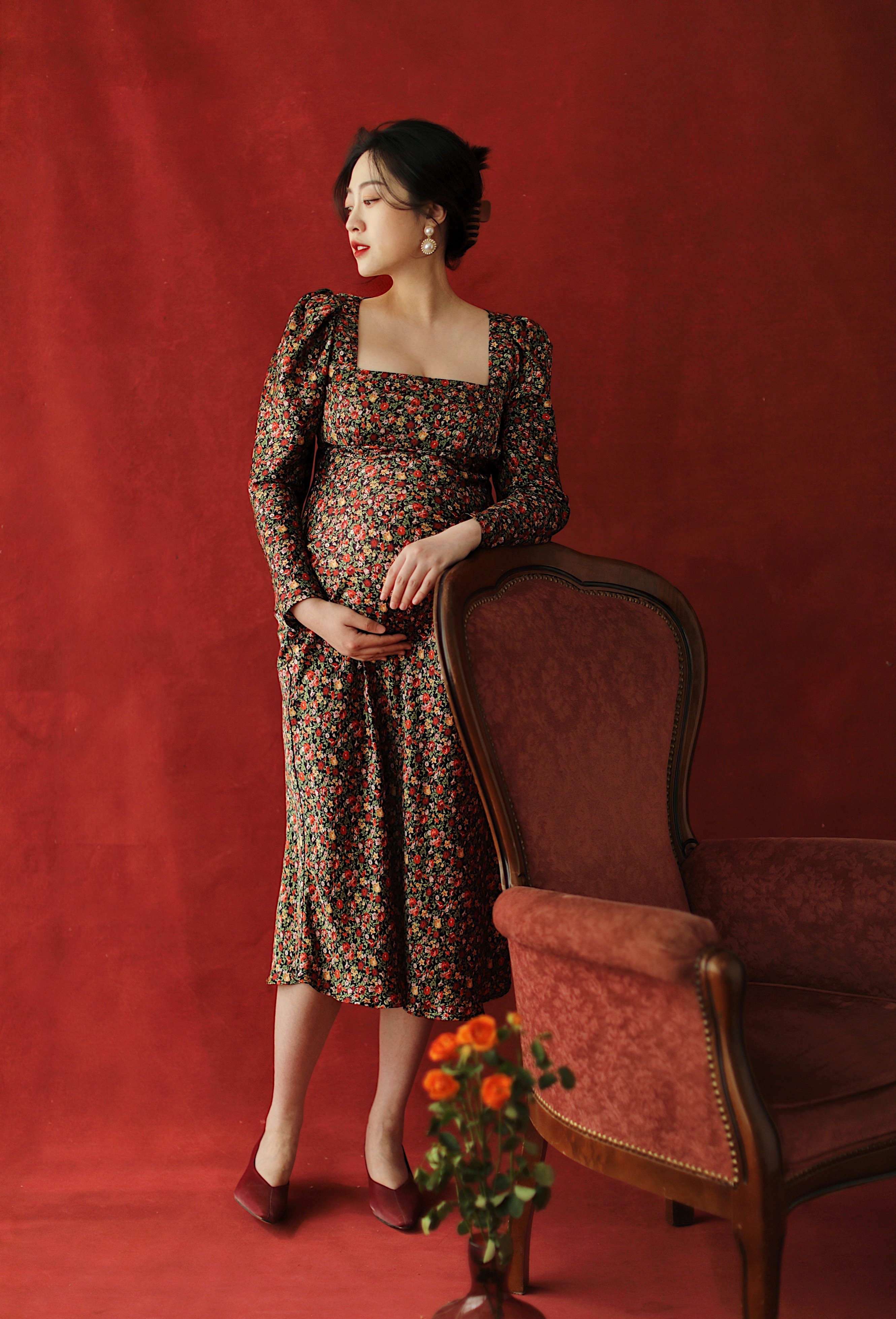 不露肚孕妇照简约高级温柔,时尚露肚孕妇写真