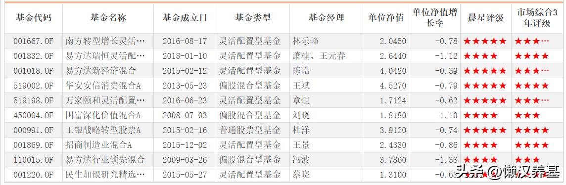 大盘指数基金排行前十名,10只股票基金排名