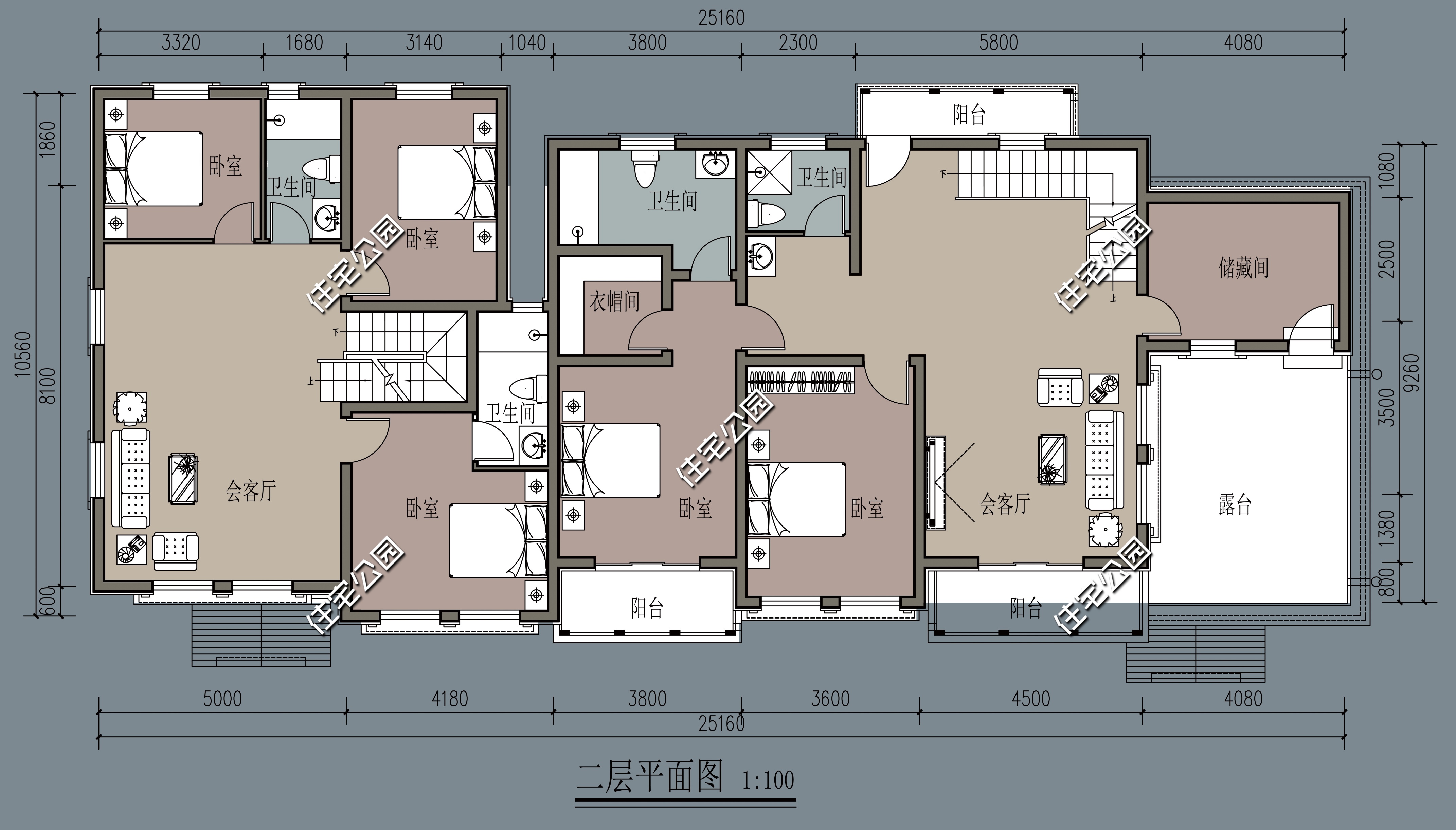 农村自建房二层对称小别墅外观图,开间12.8进深9.9二层别墅怎么设计