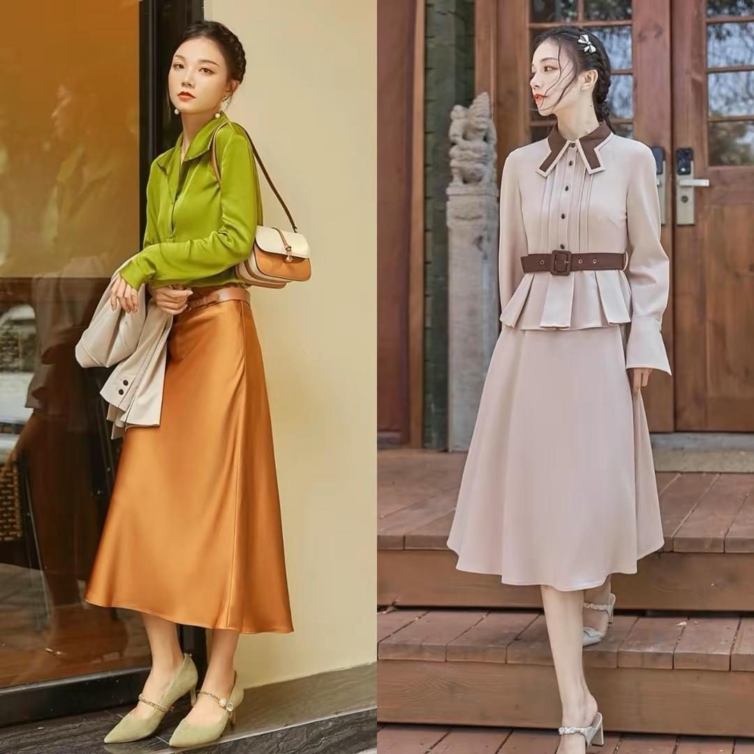 长款过膝裙怎么搭配,春天过膝裙穿搭