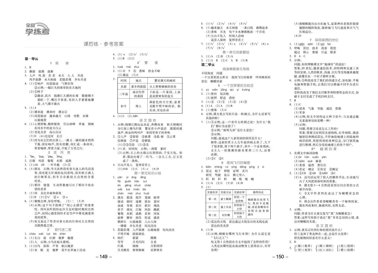 四年级语文期末单元复习卷,四年级语文期末复习重点必考卷子