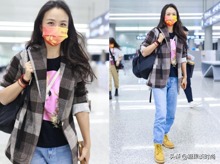 明星细格子西装外套搭配,黑白格子西装配什么裙子好看