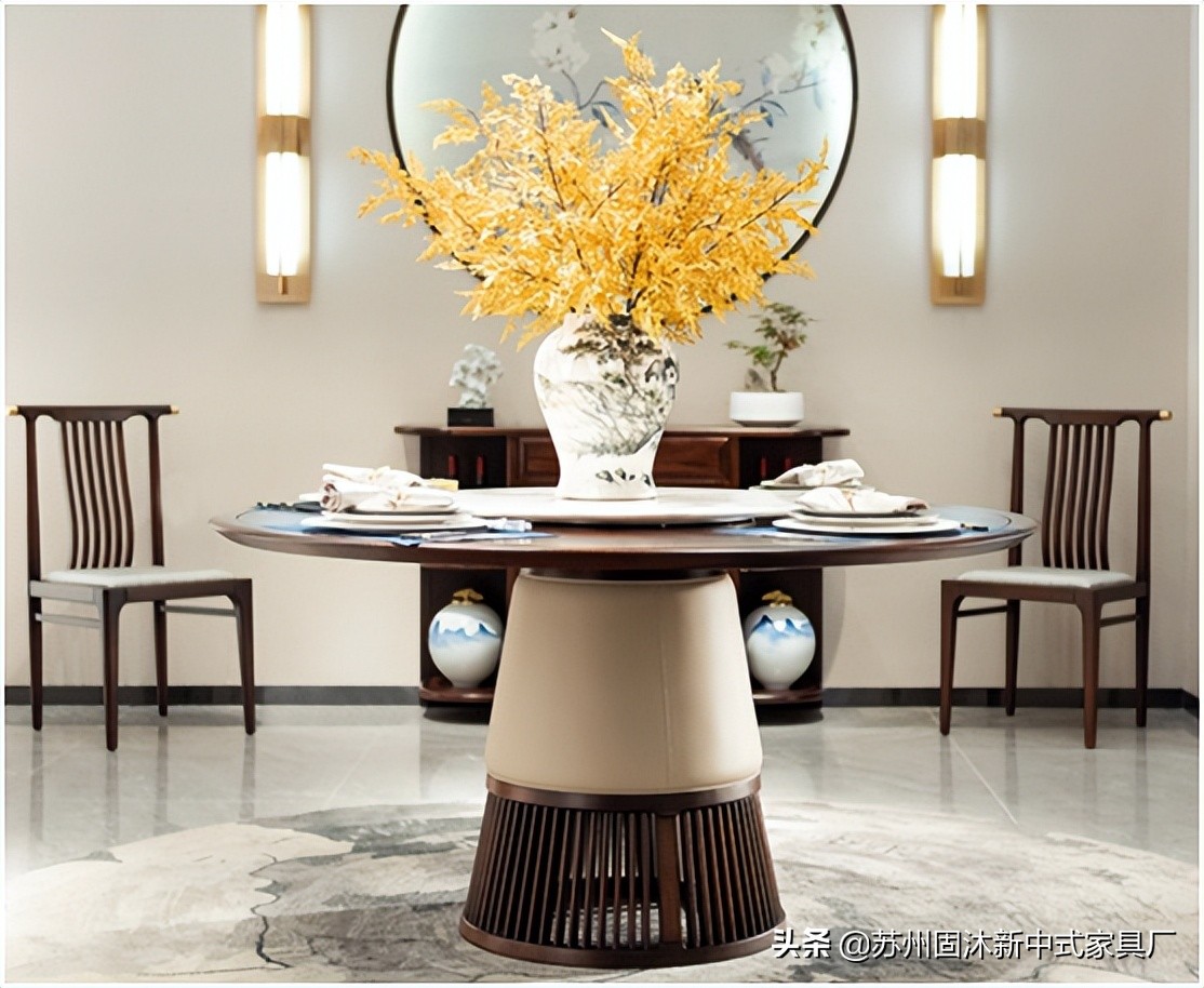 新中式极简轻奢风格餐桌椅,实木餐桌椅简约现代