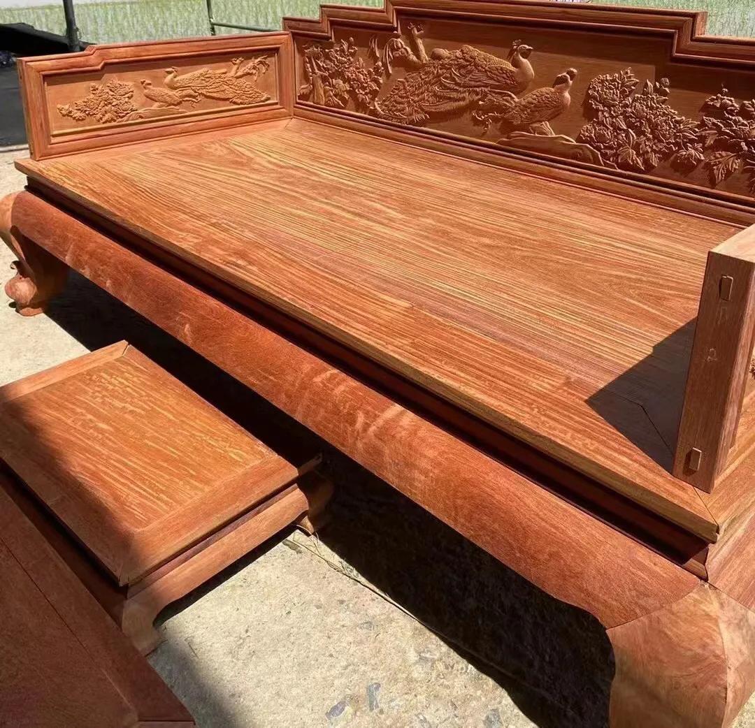 花梨罗汉床三件套图片,缅甸花梨木罗汉床和明式床哪个好