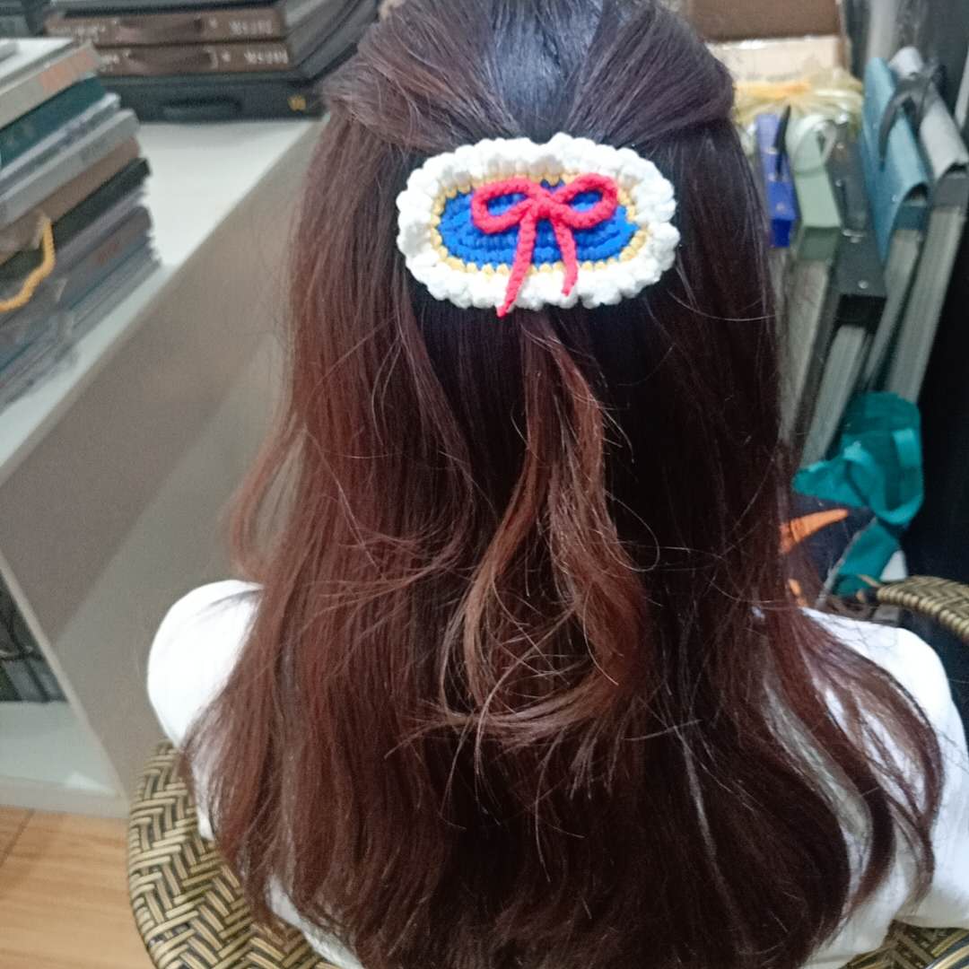 手工钩织白雪公主蝴蝶结发夹教程,手工发夹钩针教程白雪公主