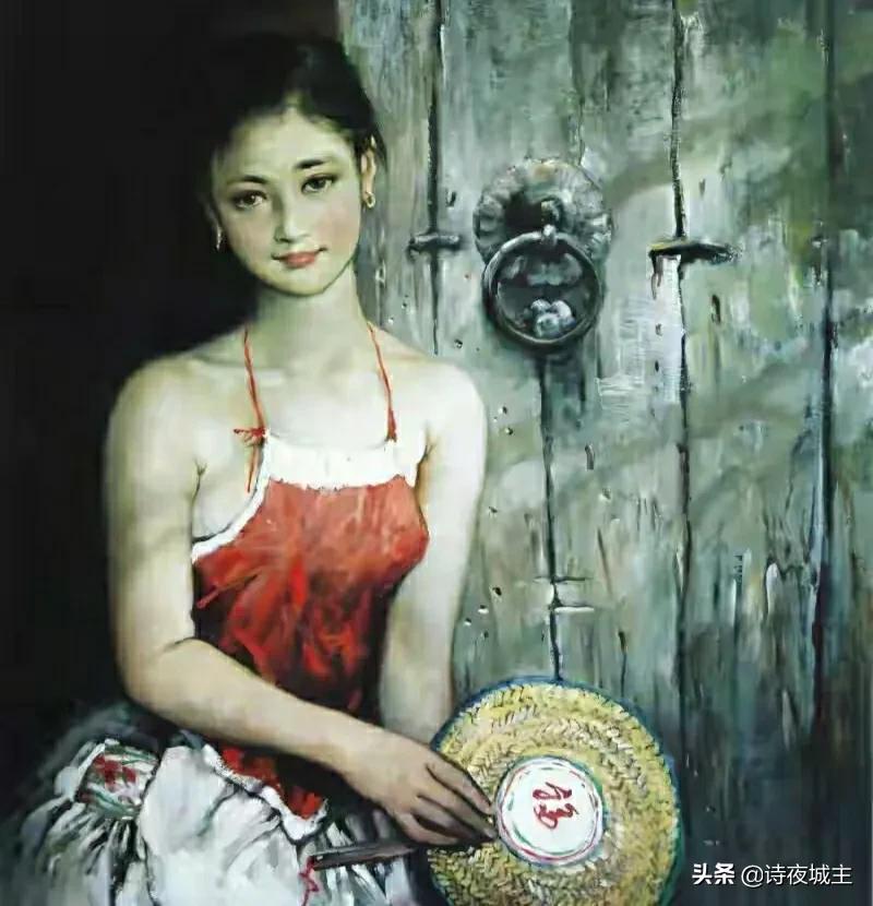 潘鸿海与陈逸飞油画展,潘鸿海油画抱陶罐的女孩