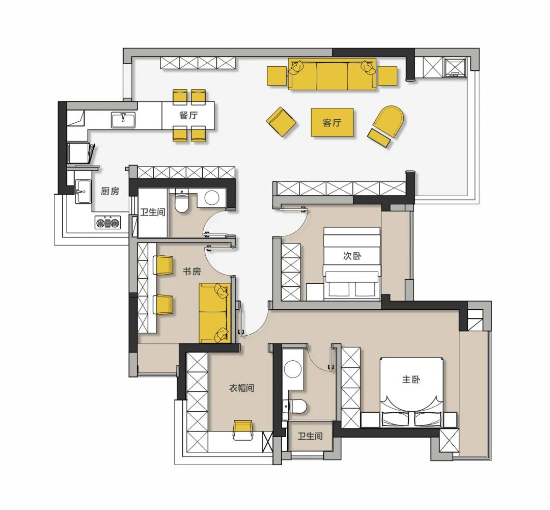 96平米现代轻奢公寓,96平方现代轻奢