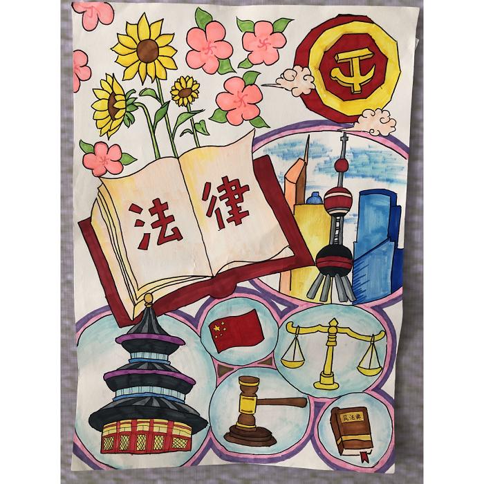 保护未成年人法治主题画,法治保护未成年绘画图文