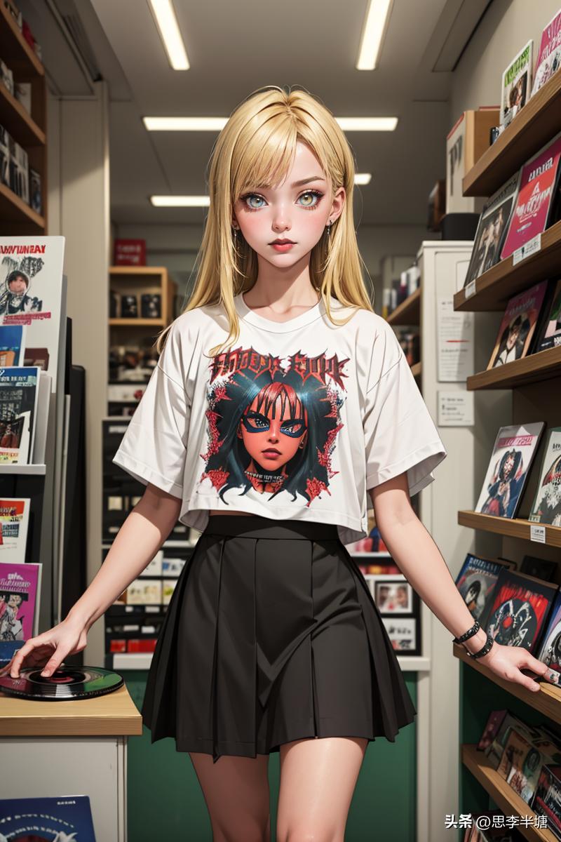 第99+篇AI音像店少女日常工作，卖盘，卖光盘