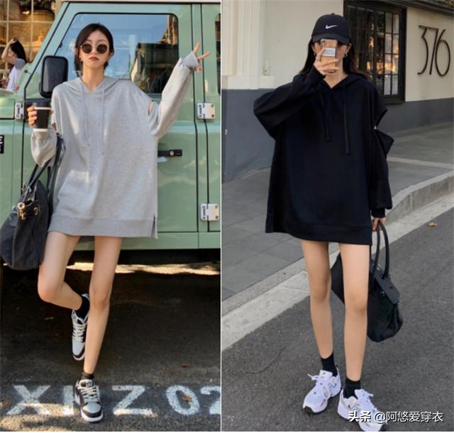 春天卫衣外面穿什么外套,春天粉色卫衣套黑色百褶裙穿搭