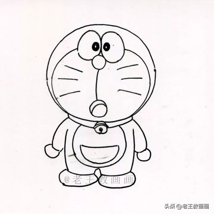 简笔画一步一步画哆啦a梦和大雄,有手就能画的特别简单的画