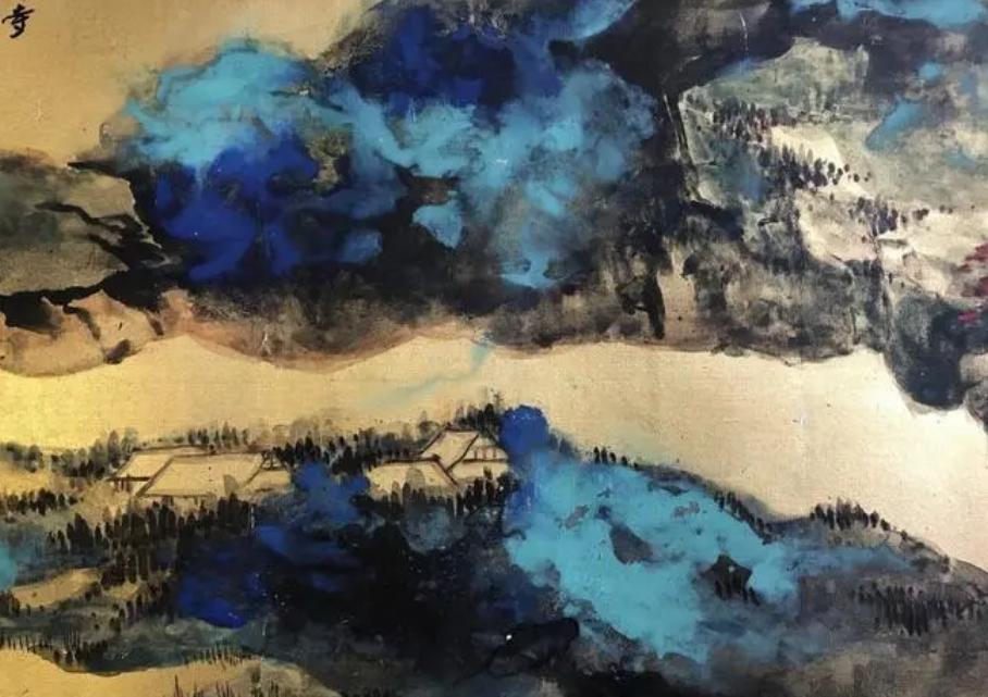 张大千的泼彩山水步骤,张大千泼墨泼彩山水赏析