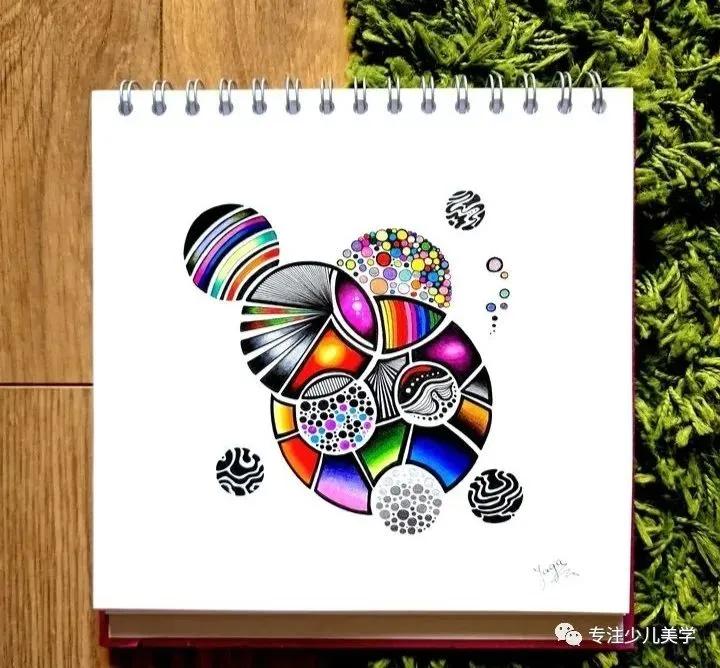 创意素描线描几何形体,线描画创意画优秀作品8级