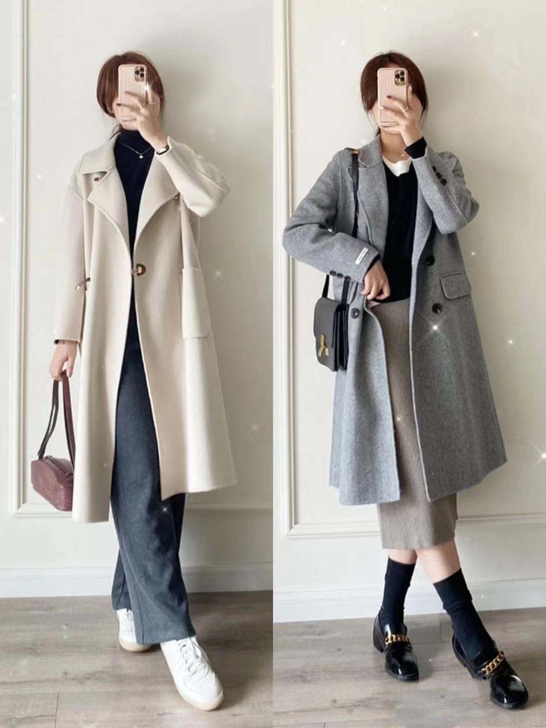 冬天的大衣平底鞋这样搭配会更好,小个子高级感百搭大衣鞋子