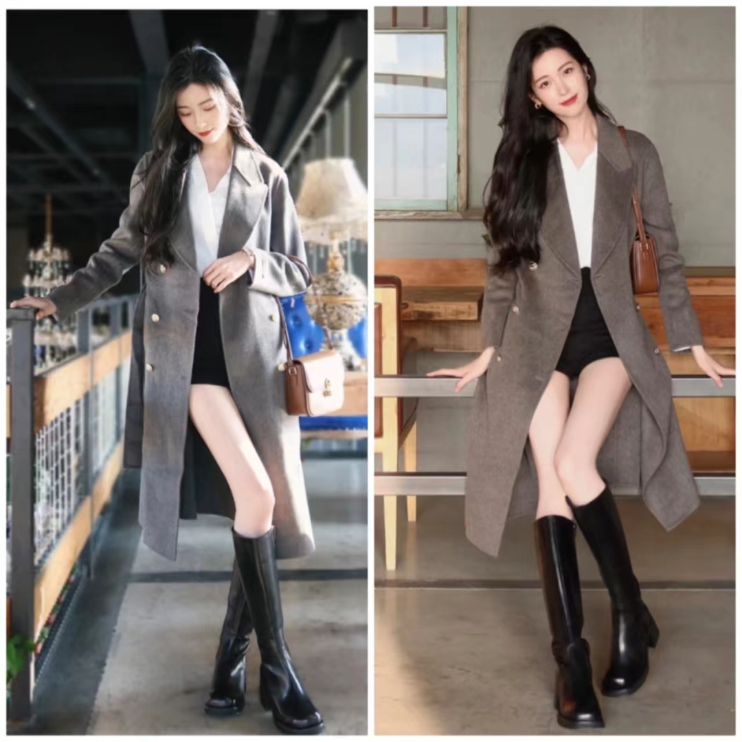 大衣搭长靴优雅阔太,大衣配长靴显矮