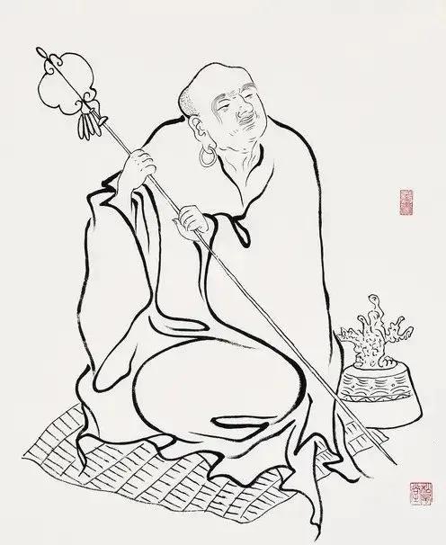 工笔白描罗汉图这线条美绝了,罗汉佛工笔白描图片