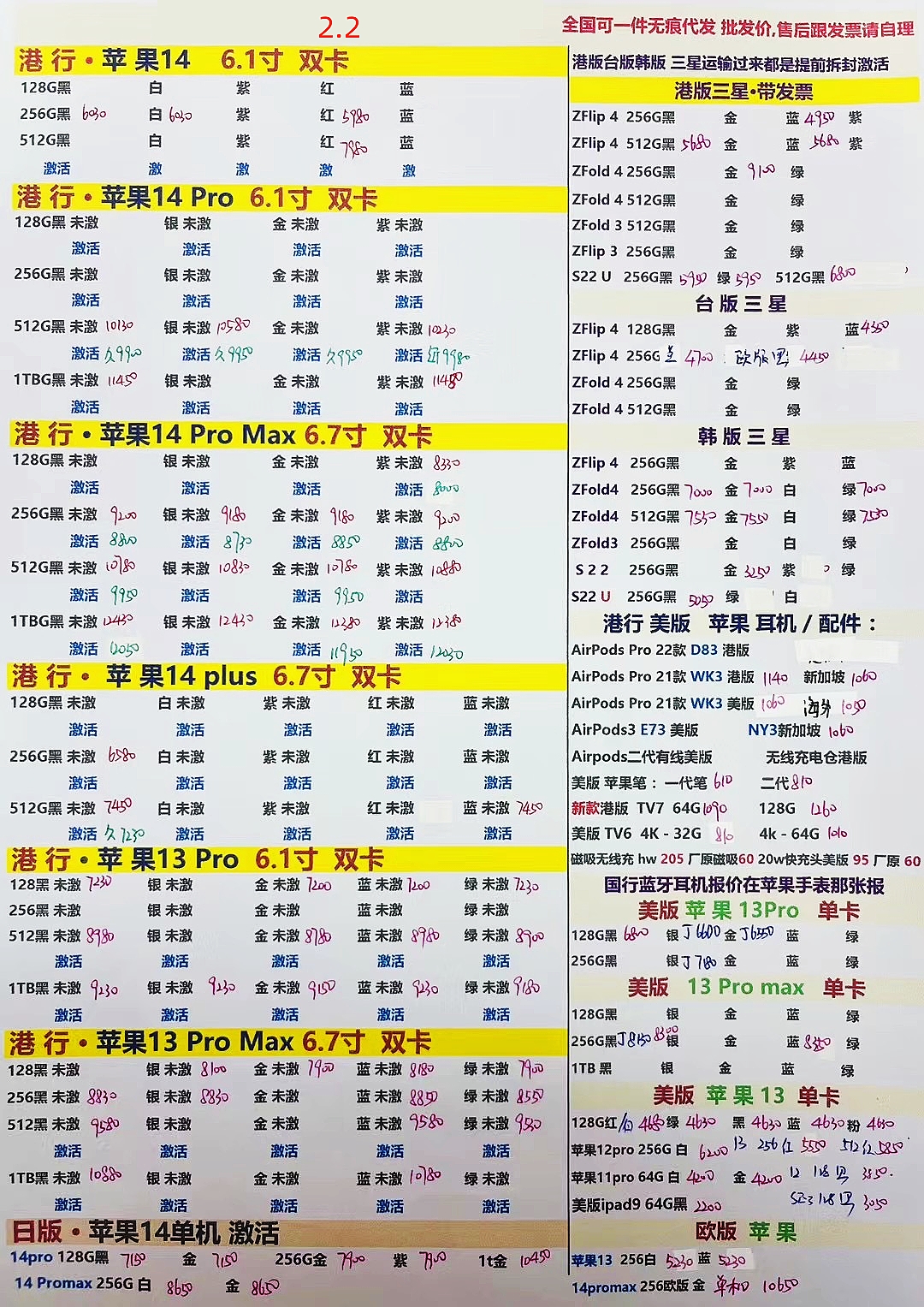 华强北苹果手机报价单,华强北手机报价单