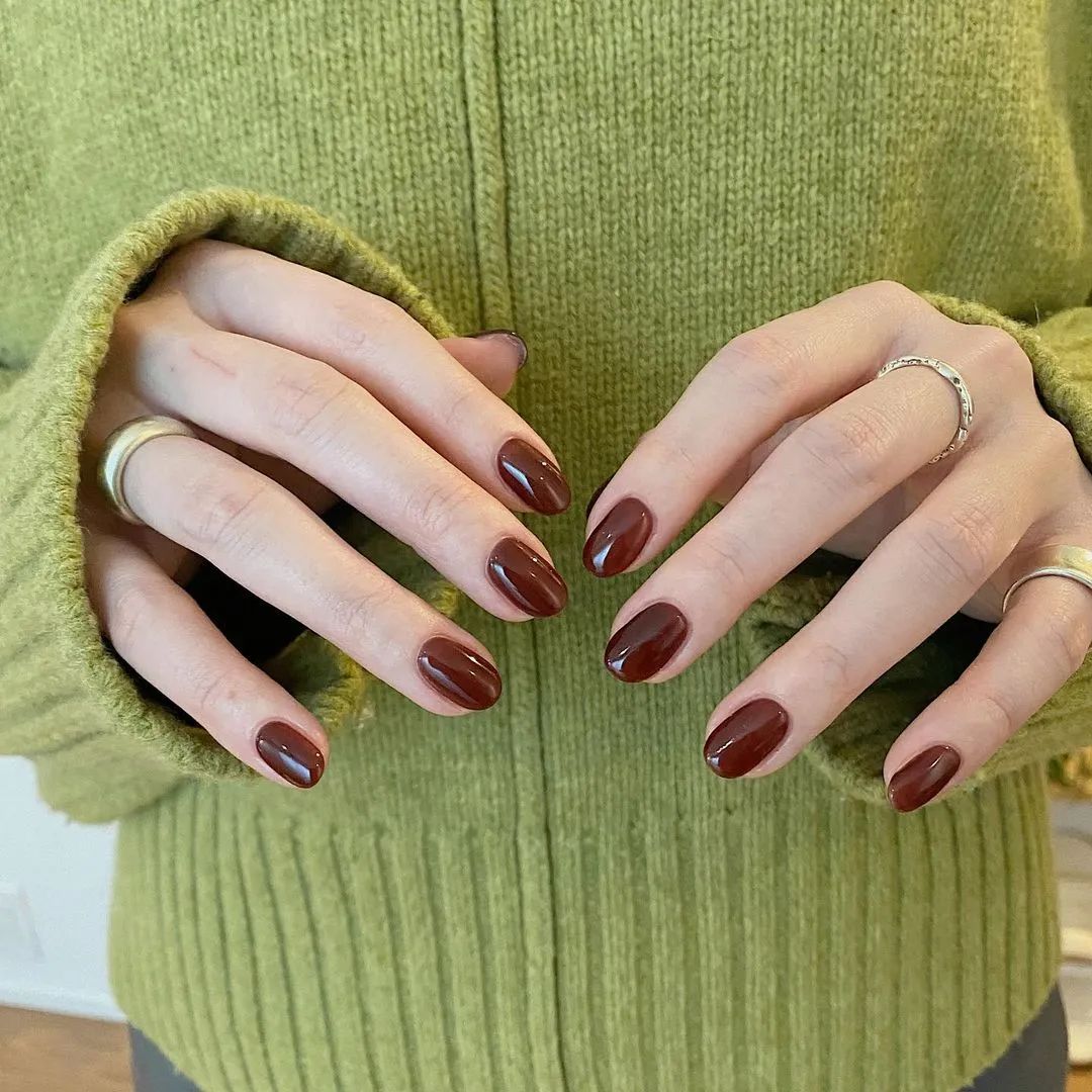 秋冬纯色美甲显白高级跳色高清,夏日美甲显白短甲可爱卡通儿童