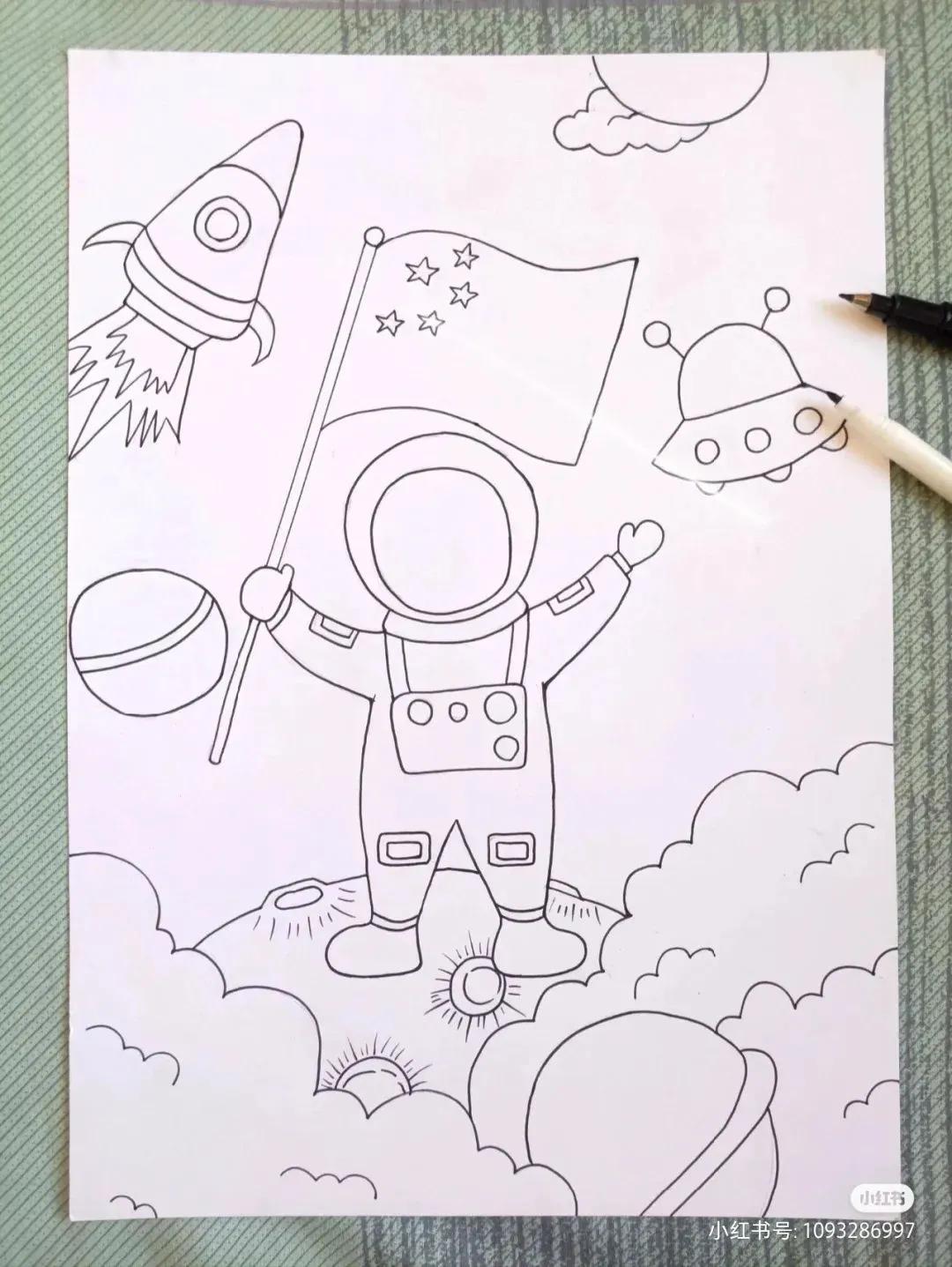 关于中国航天科技创新的绘画,描绘中国航天未来发展绘画