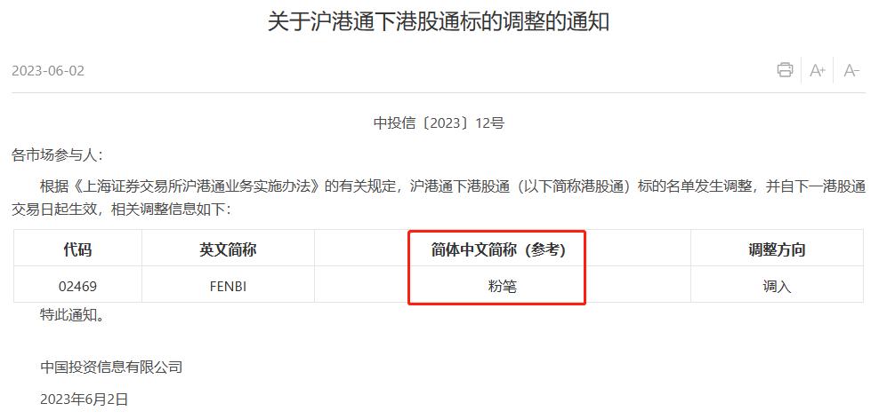 粉笔(02469.HK)已正式调入港股通,还有14只潜在纳入标的