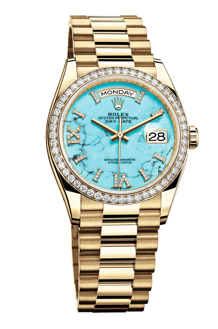 劳力士日历绿松石盘面 (劳力士日志钻刻黑盘和黄盘怎么选)