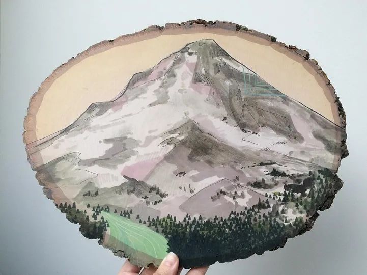 绘画风景中的山水,石头上画风景画简单