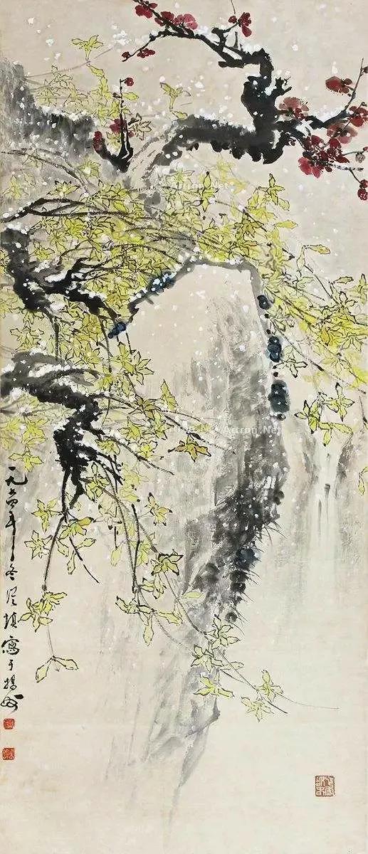 国画大师笔下的迎春花春意盎然,寒冷的冬季迎春花春意盎然