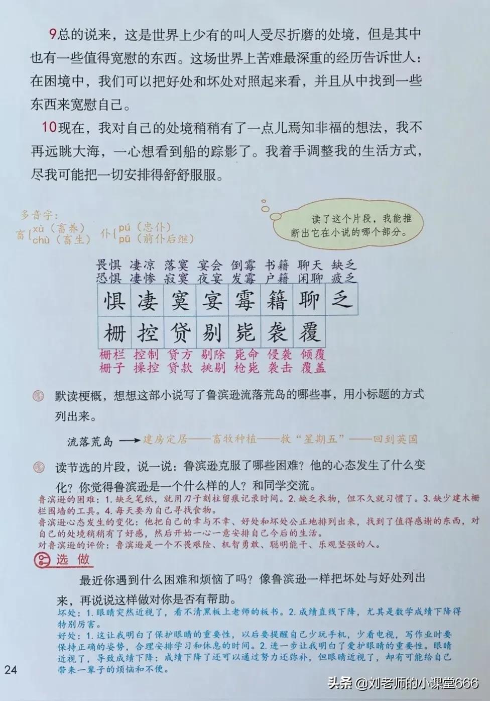 六年级下册语文鲁滨逊漂流记思维,语文笔记六年级下册鲁滨逊漂流记