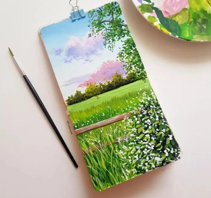 简单好看的画星空大海水粉,如何画简单的植物水粉颜料画