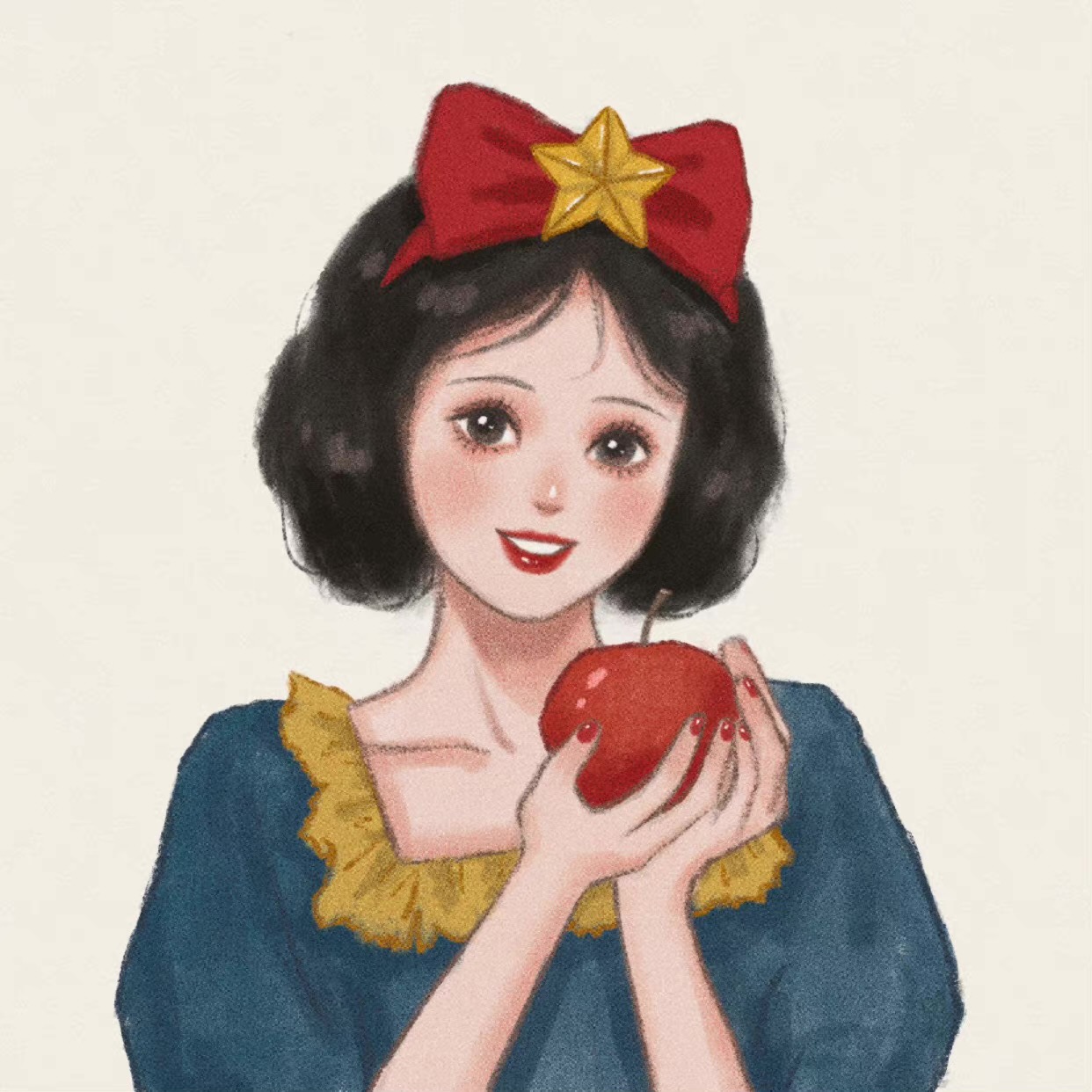 迪士尼公主头像闺蜜手绘可爱卡通,女孩儿闺蜜头像五人迪士尼公主款