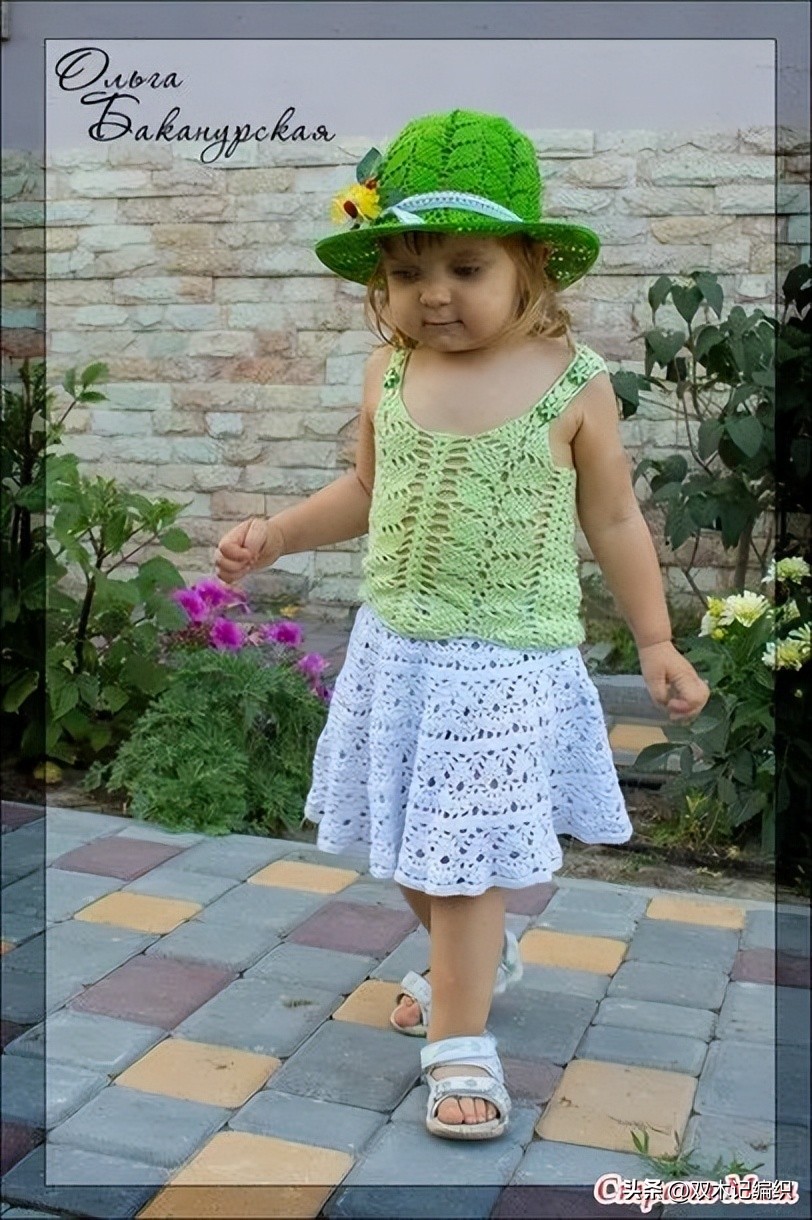 简单钩针编织女童小背心,钩针儿童配色背心图解教程