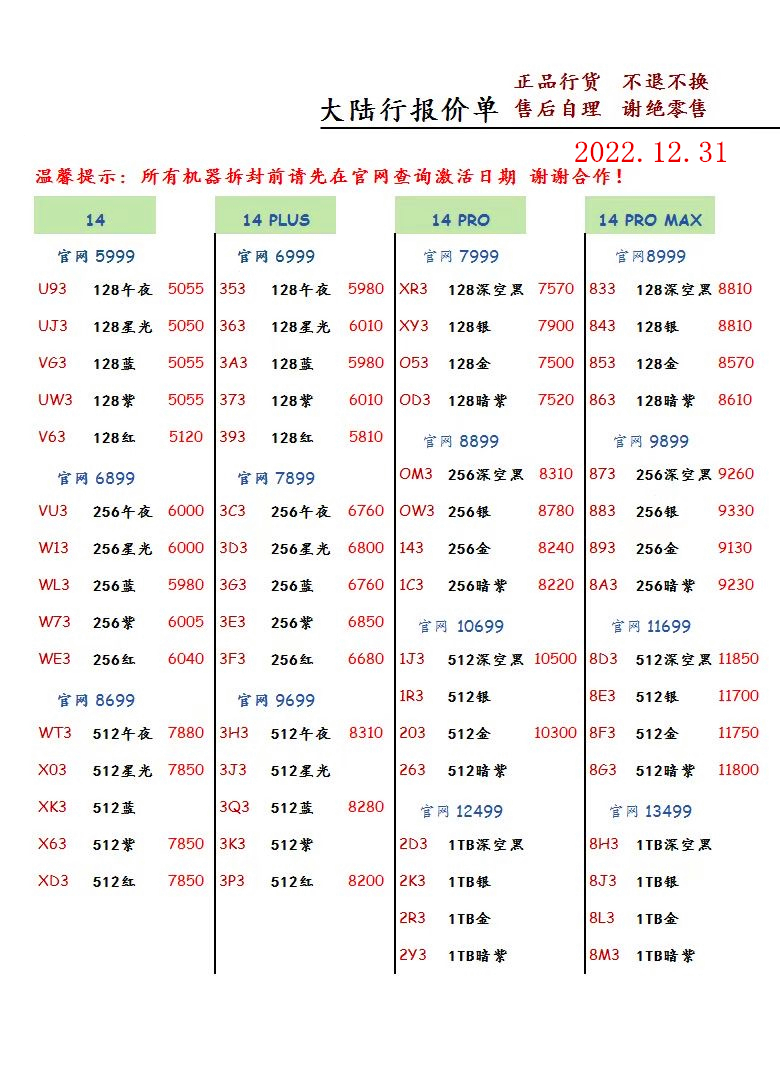 华强北2022年3月报价单,2021年10月27日华强北手机报价