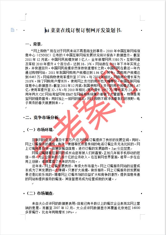 网络项目商业计划书,互联网项目策划书范文案例