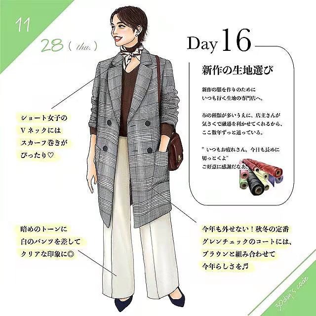 日本服装搭配手绘图,日本穿搭ins时尚博主手绘