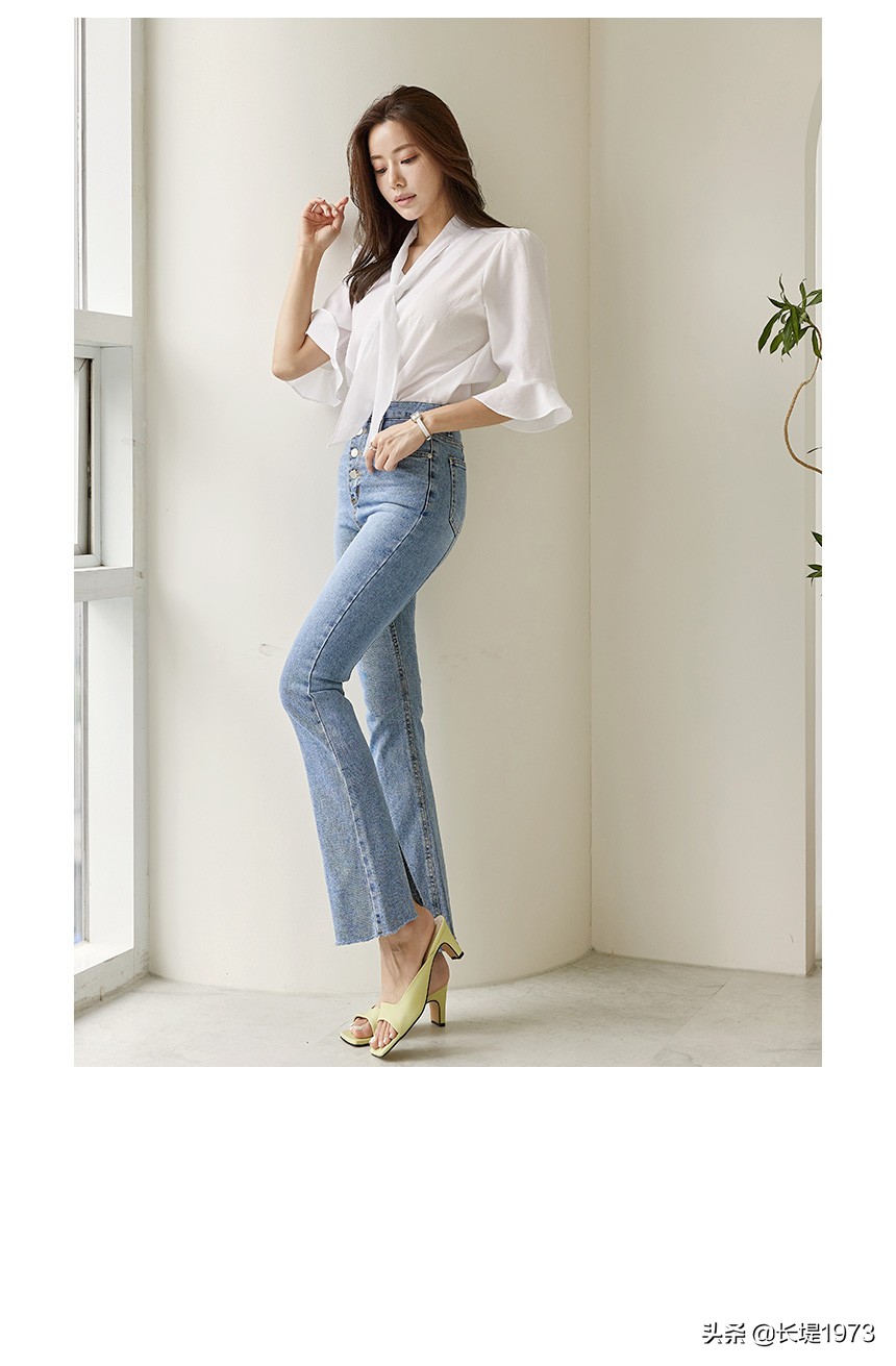 韩版t恤搭配阔腿牛仔裤,t恤别老是搭配牛仔裤