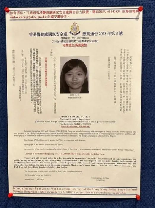 港警国安处悬赏通缉5人,香港警方悬赏通缉8人