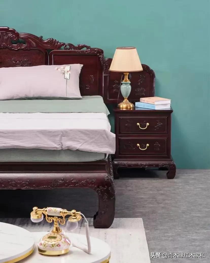 八宝高低床三件套，背板精雕八宝纹饰多种吉祥纹饰！木友直呼：绝