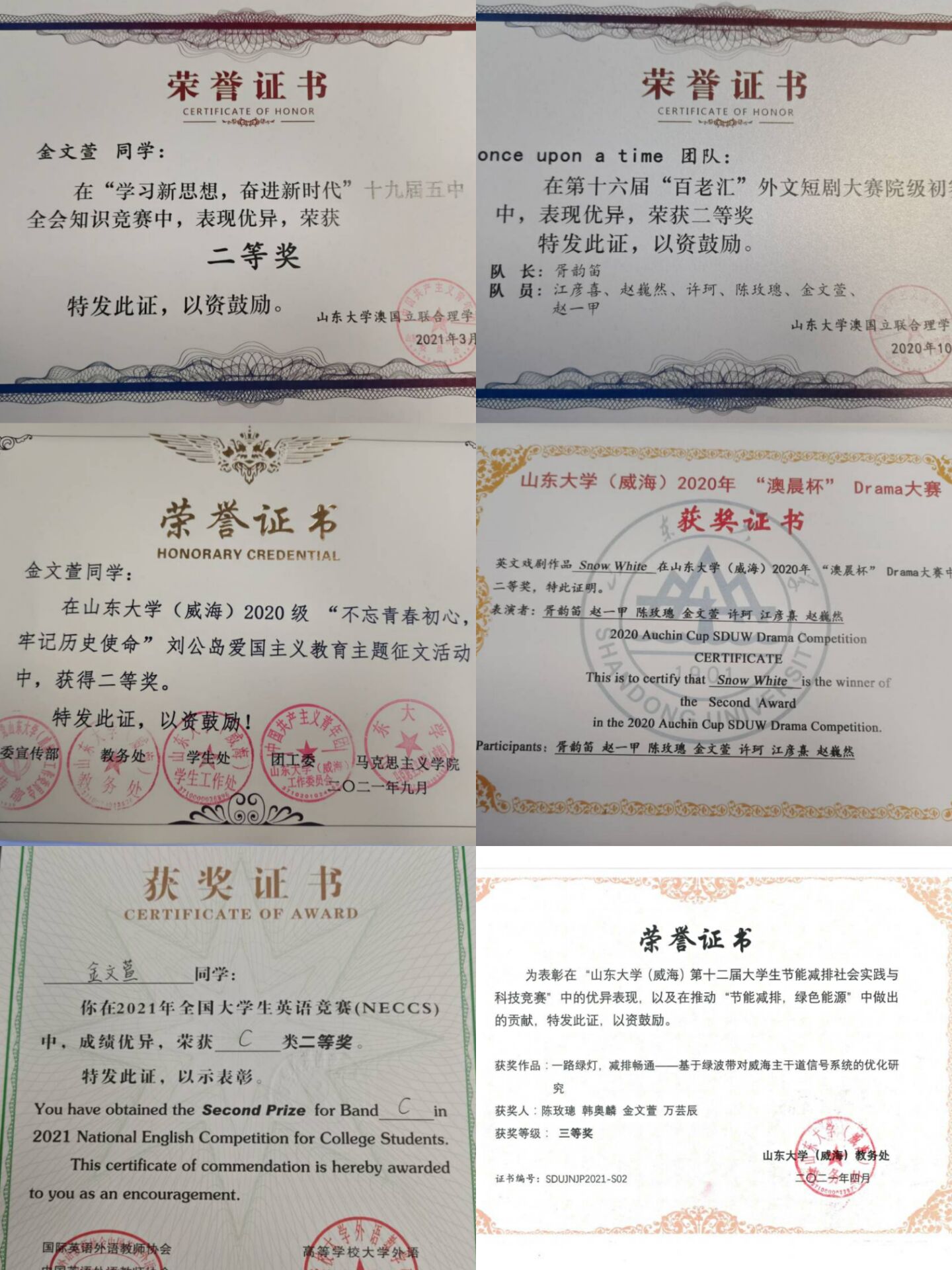 砥志研思,笃行致远——山东大学(威海)优秀学子金文萱