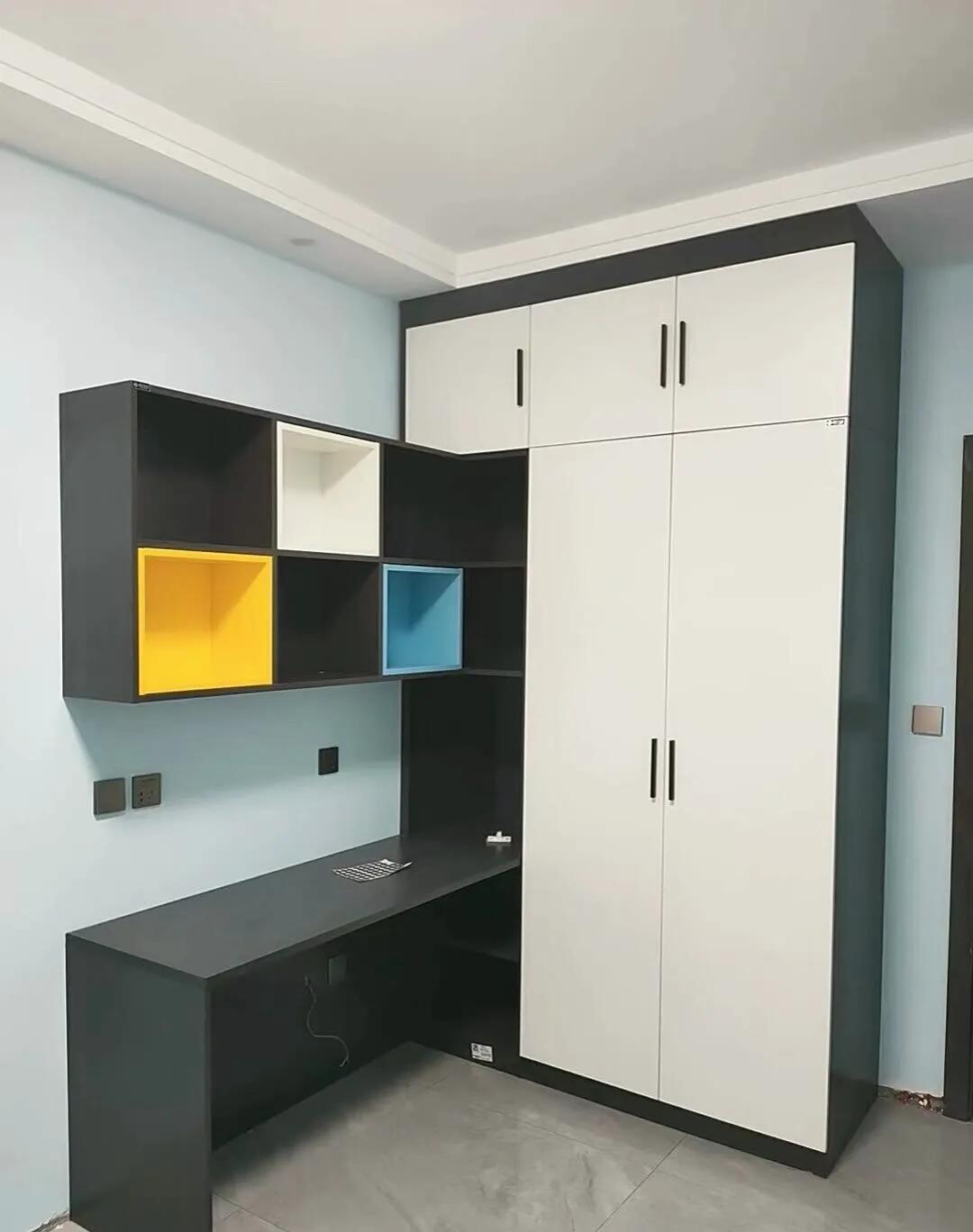 衣柜与学习桌一体效果图,衣柜学习桌一体柜成品