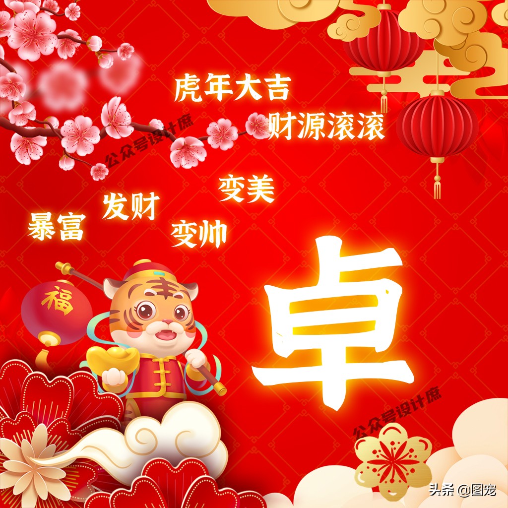 2023姓氏头像最新款虎年大吉,2022虎年姓氏头像好运霸气