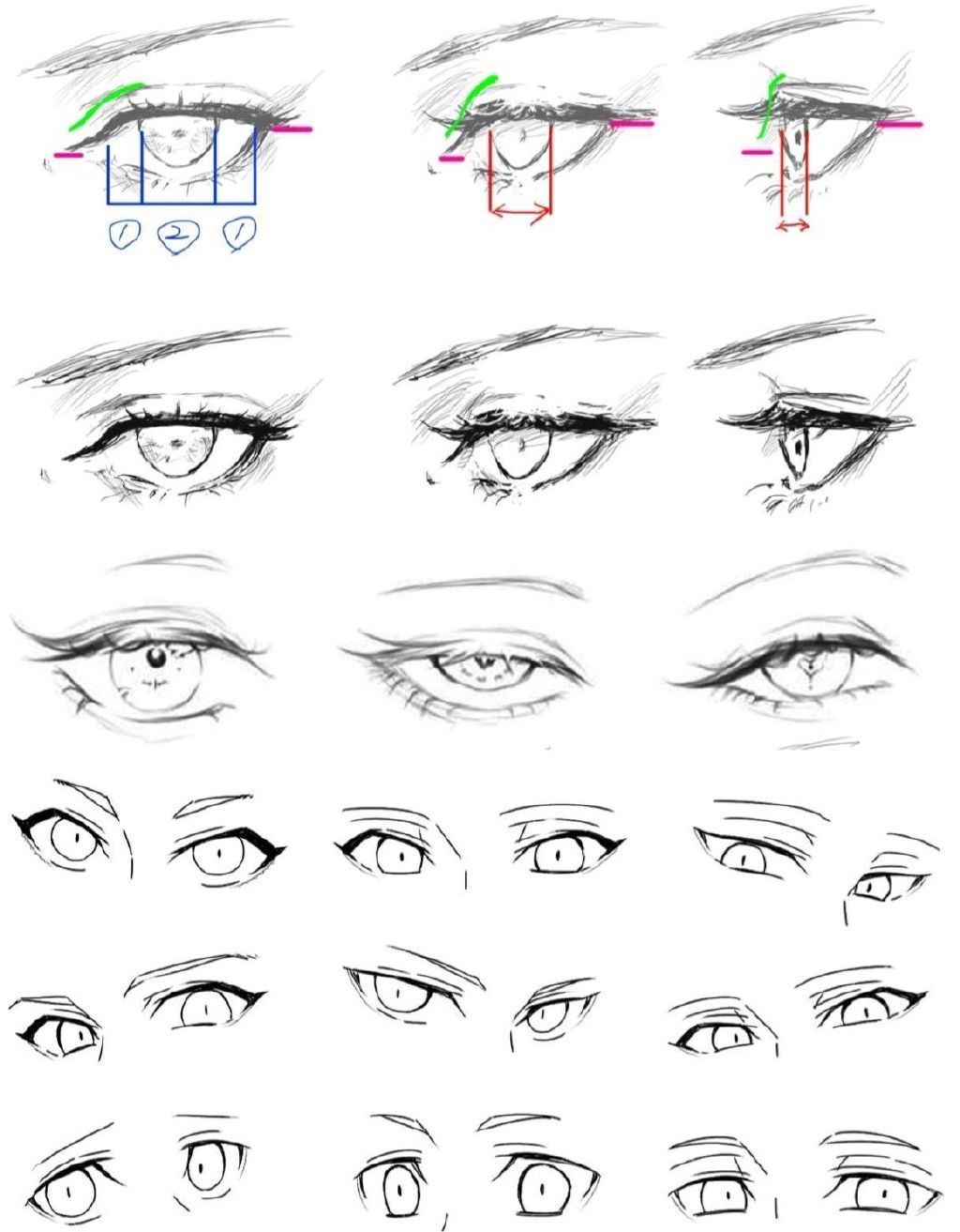 绘画素材|手绘眼睛各种练习素材参考​​​